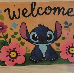 Blue and Pink Stitch Welcome Mat 40x60cm